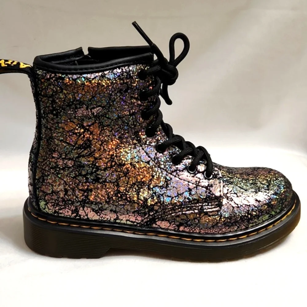 Dr. Martens 1460 J Disco Crinkle Metallic Lace-up boots (size 1)